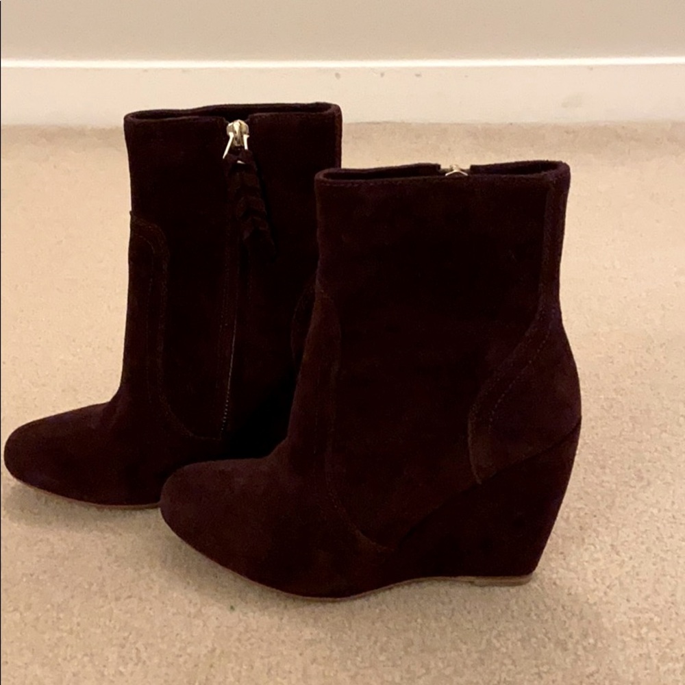Joie brown suede wedge boots